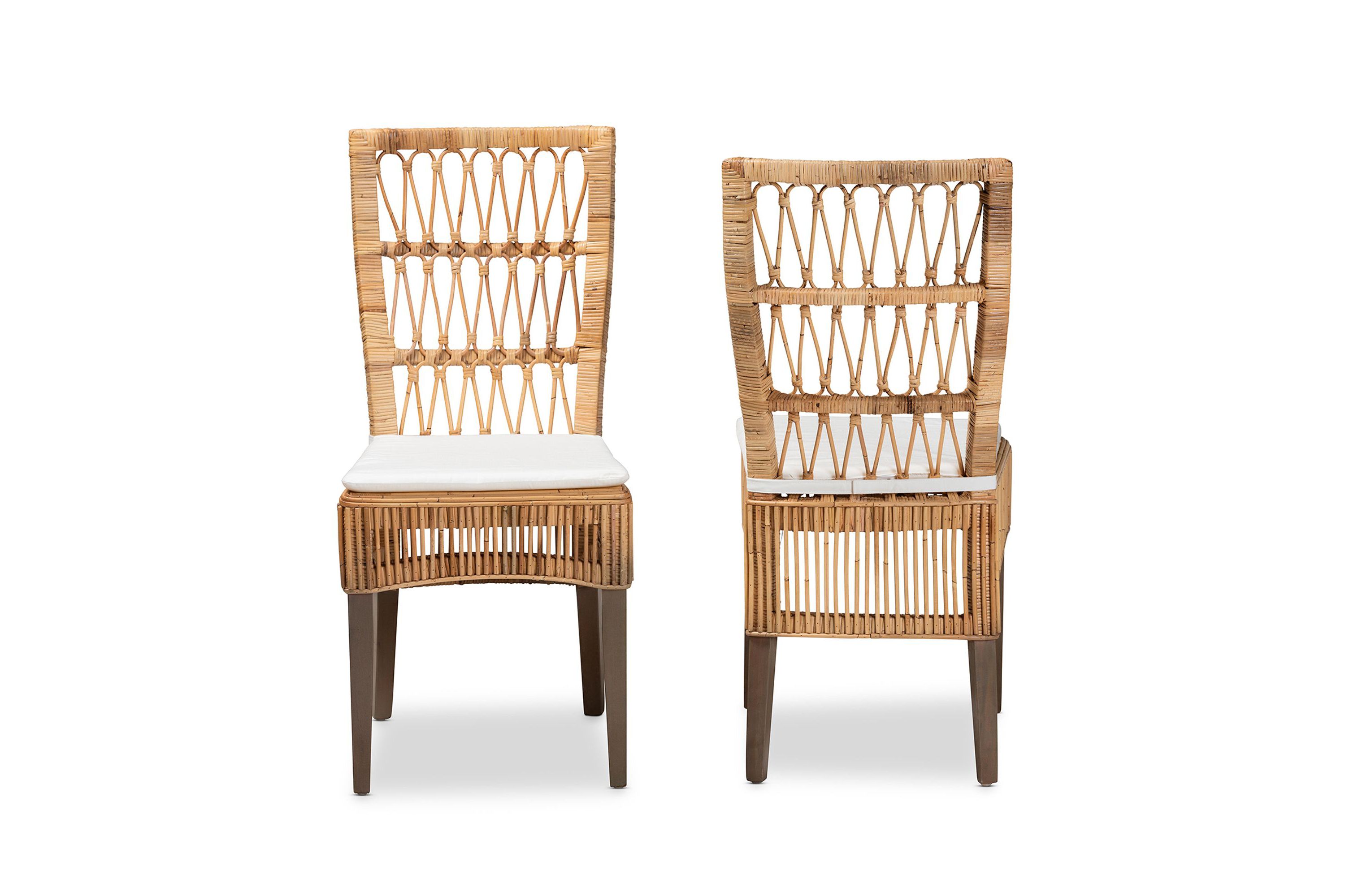 Sullivan Modern Bohemian Natural Brown Rattan Dining Chairs