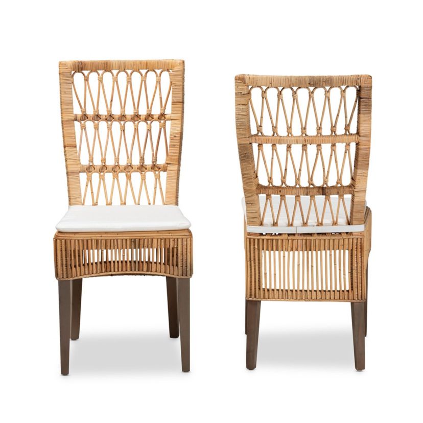 Sullivan Modern Bohemian Natural Brown Rattan Dining Chairs