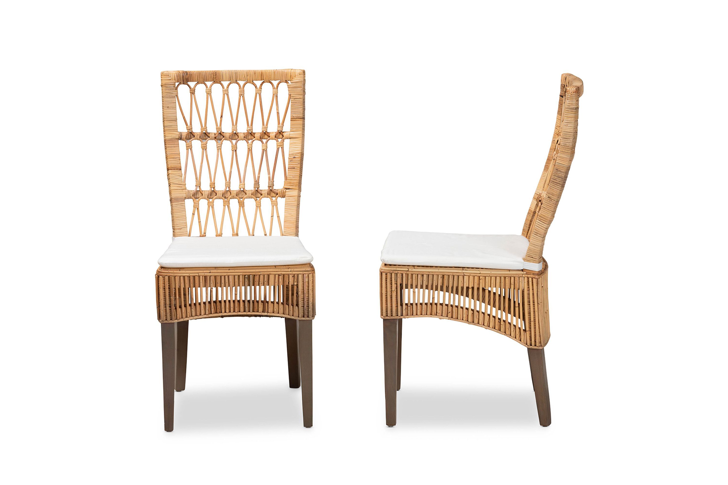 Sullivan Modern Bohemian Natural Brown Rattan Dining Chairs