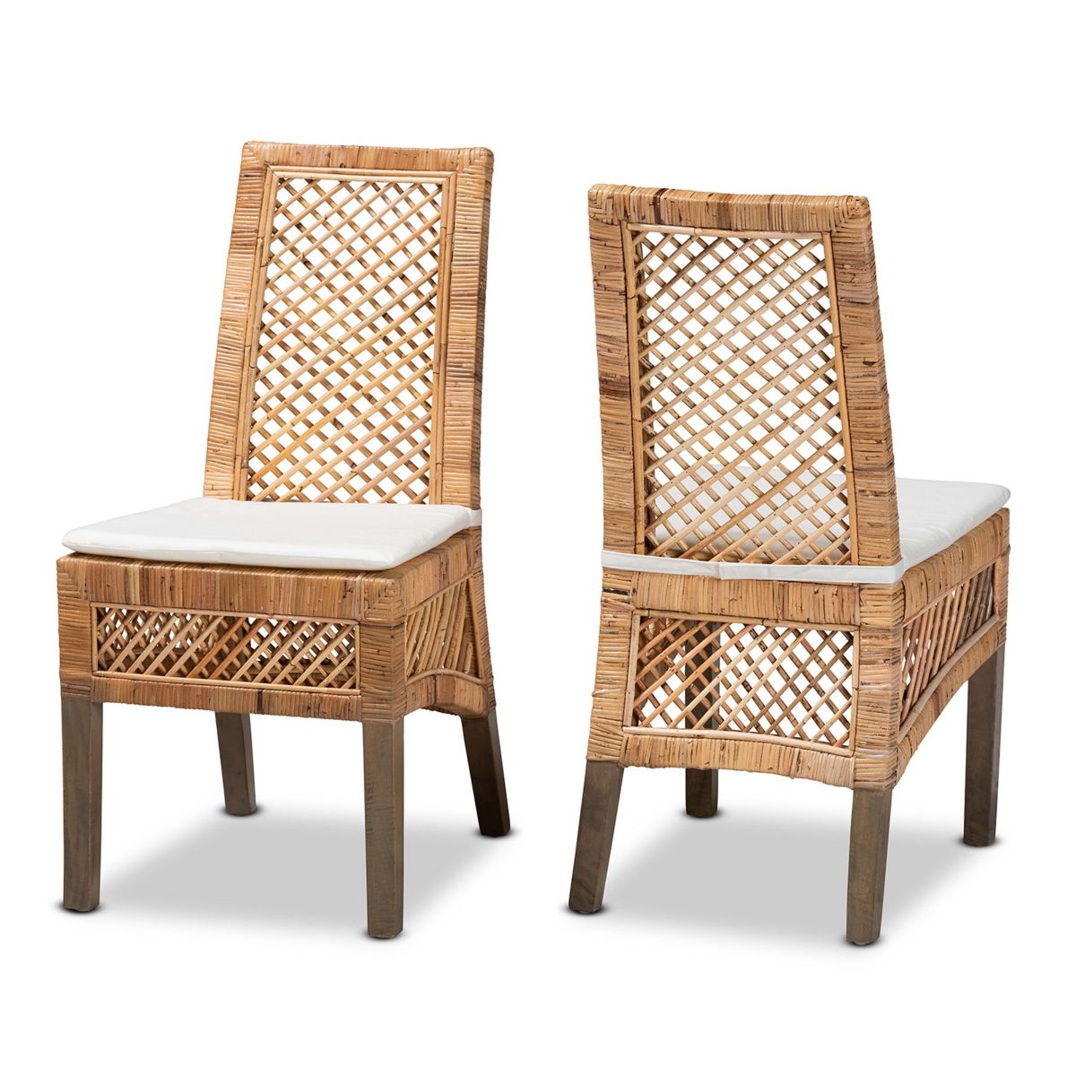 Argos Modern Bohemian Natural Brown Rattan Dining Chairs