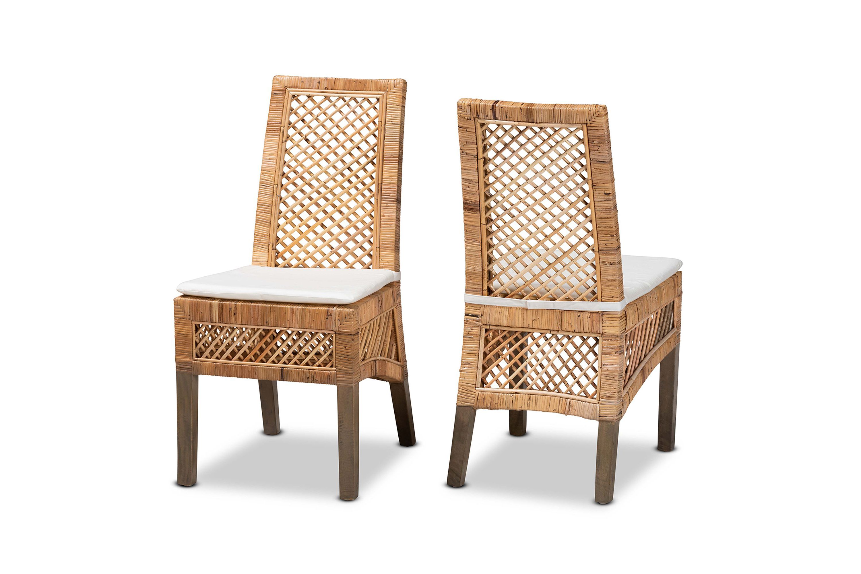 Argos Modern Bohemian Natural Brown Rattan Dining Chairs