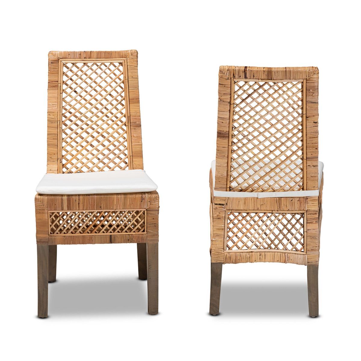 Argos Modern Bohemian Natural Brown Rattan Dining Chairs
