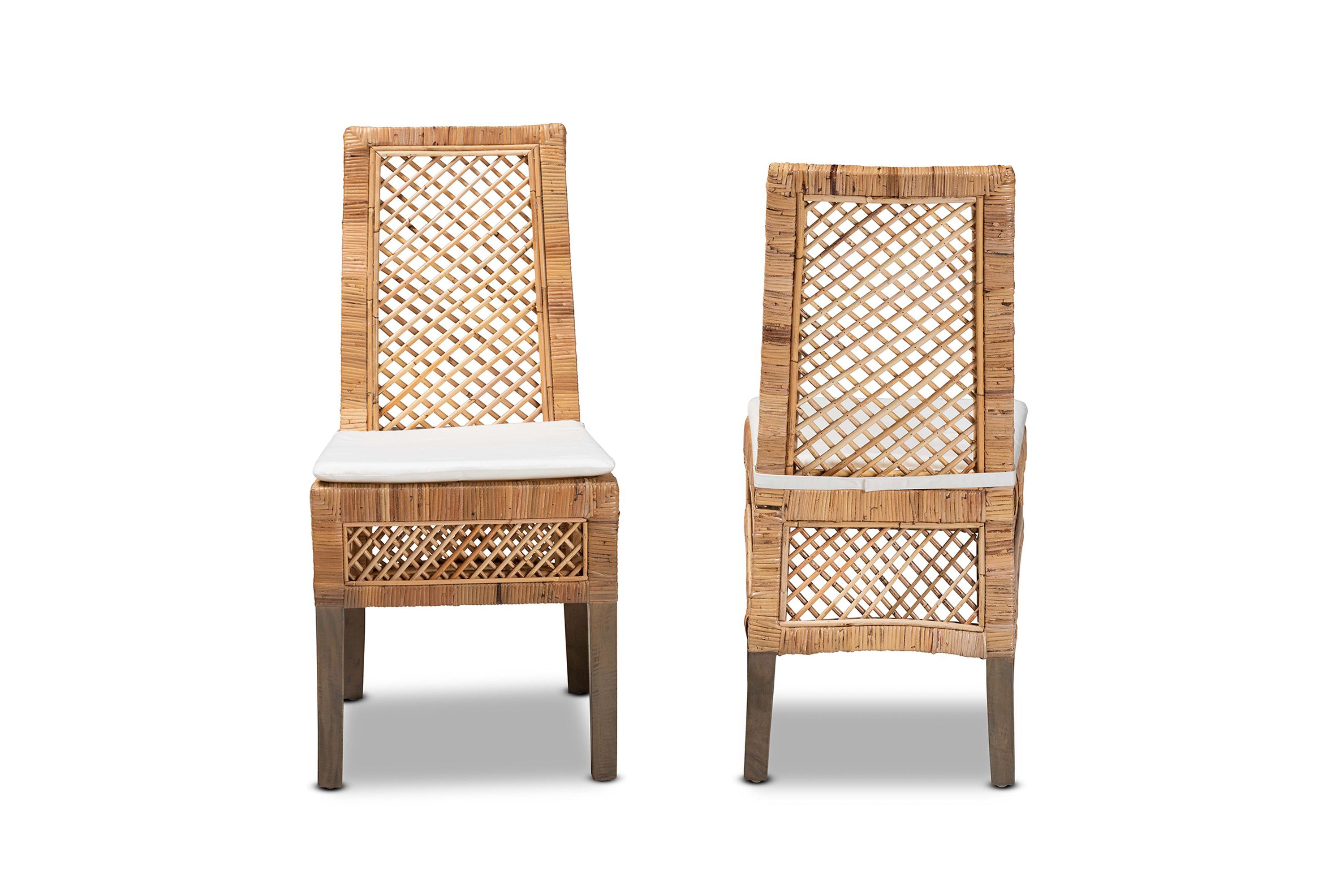 Argos Modern Bohemian Natural Brown Rattan Dining Chairs
