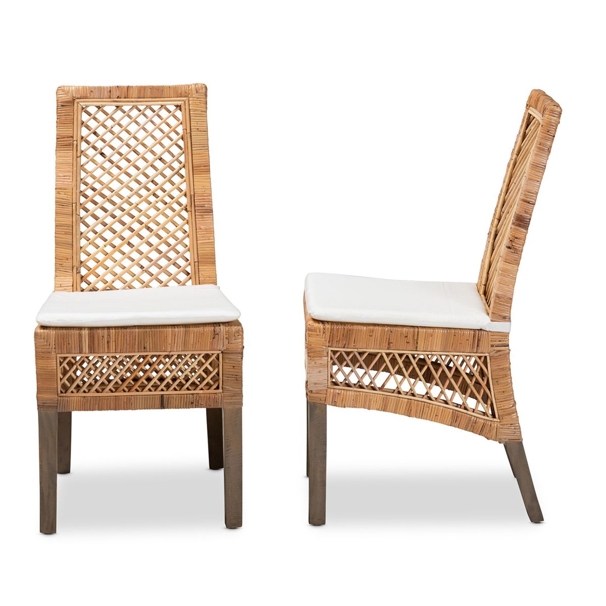 Argos Modern Bohemian Natural Brown Rattan Dining Chairs