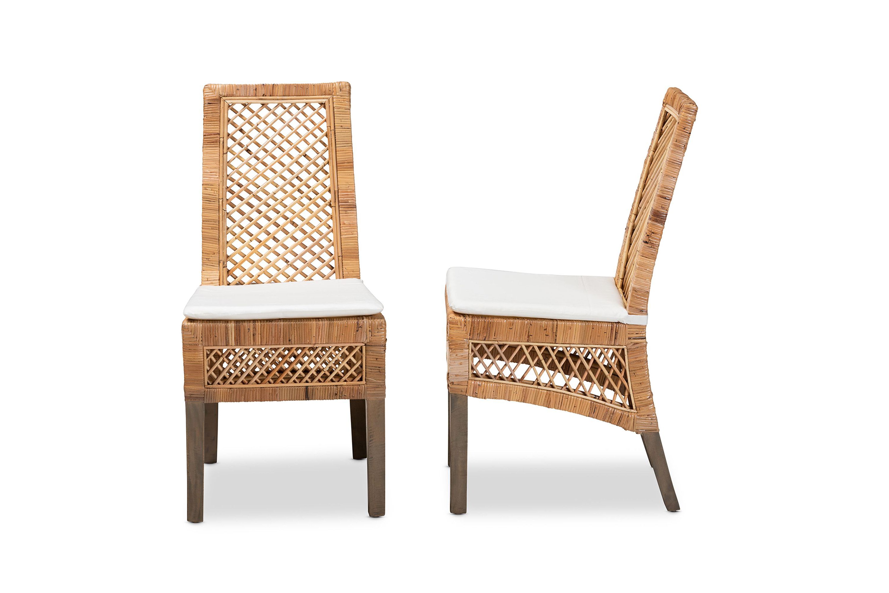 Argos Modern Bohemian Natural Brown Rattan Dining Chairs