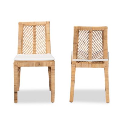 Suci Modern Bohemian Natural Brown Rattan Dining Chairs