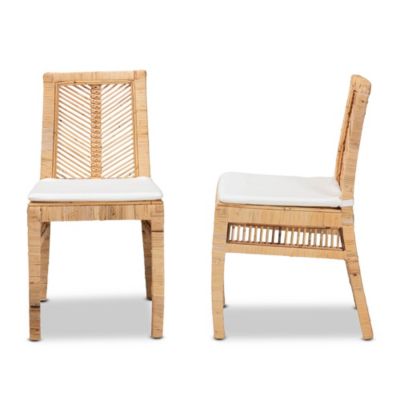 Suci Modern Bohemian Natural Brown Rattan Dining Chairs