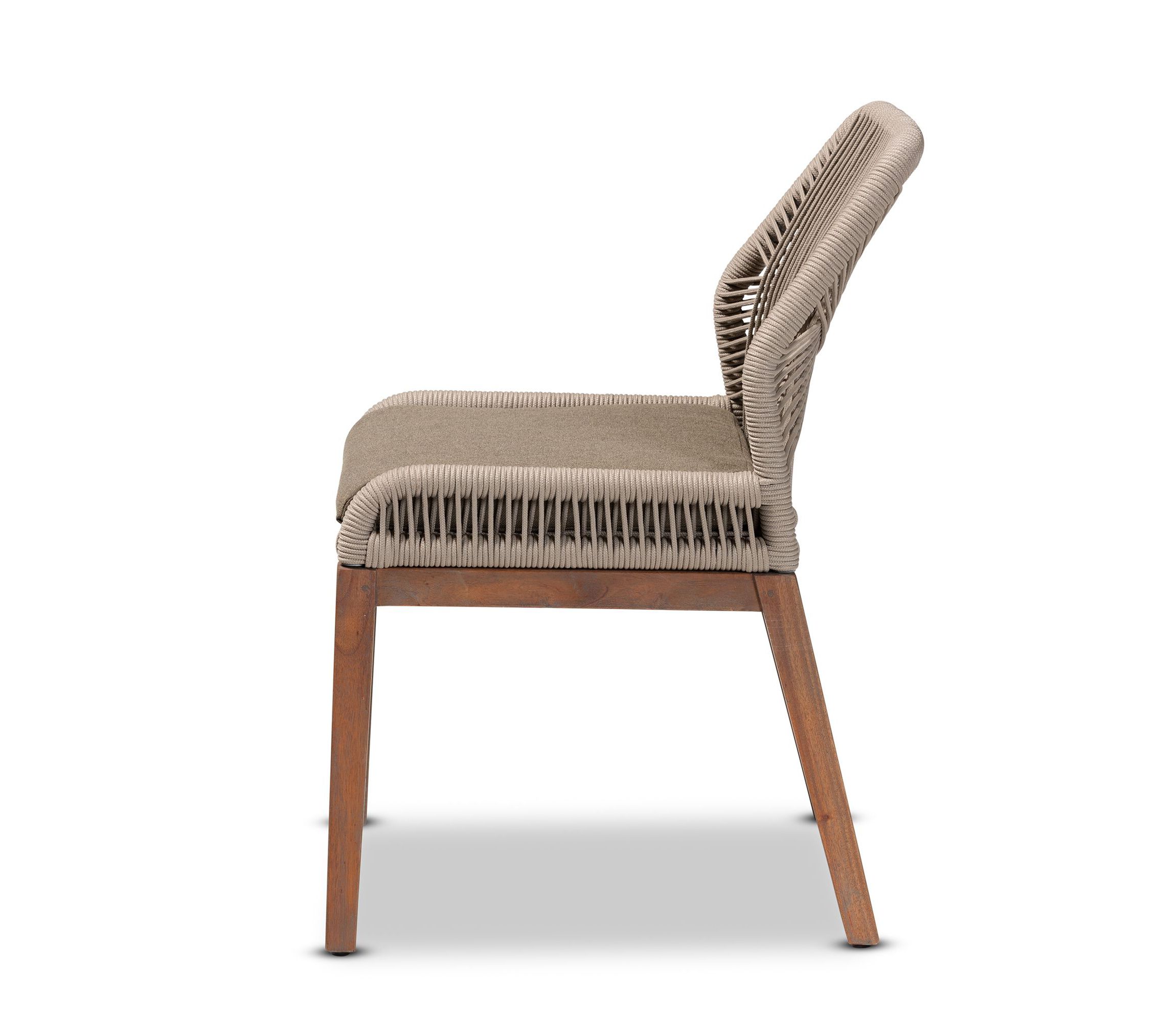 Jennifer Mid-Century Transitional Grey Woven Rope Mahogany Dining Side Chair
