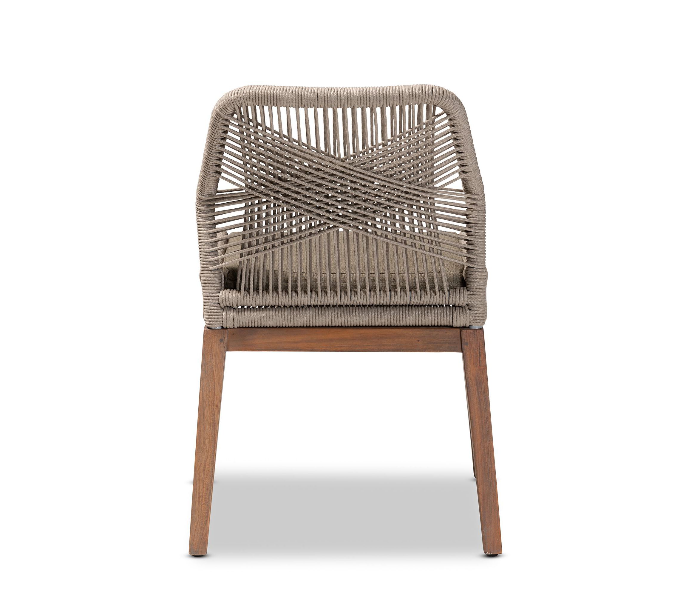 Jennifer Mid-Century Transitional Grey Woven Rope Mahogany Dining Side Chair