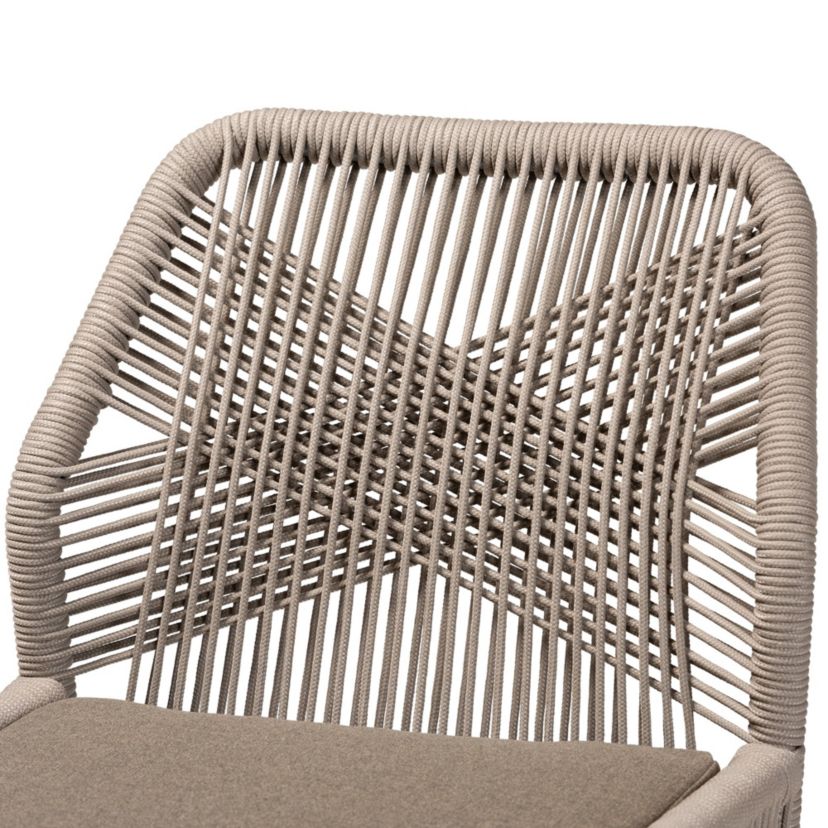Jennifer Mid-Century Transitional Grey Woven Rope Mahogany Dining Side Chair