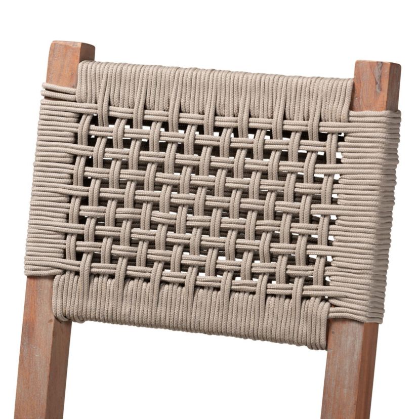 Heyna Mid-Century Transitional Grey Woven Rope Mahogany Counter Stool