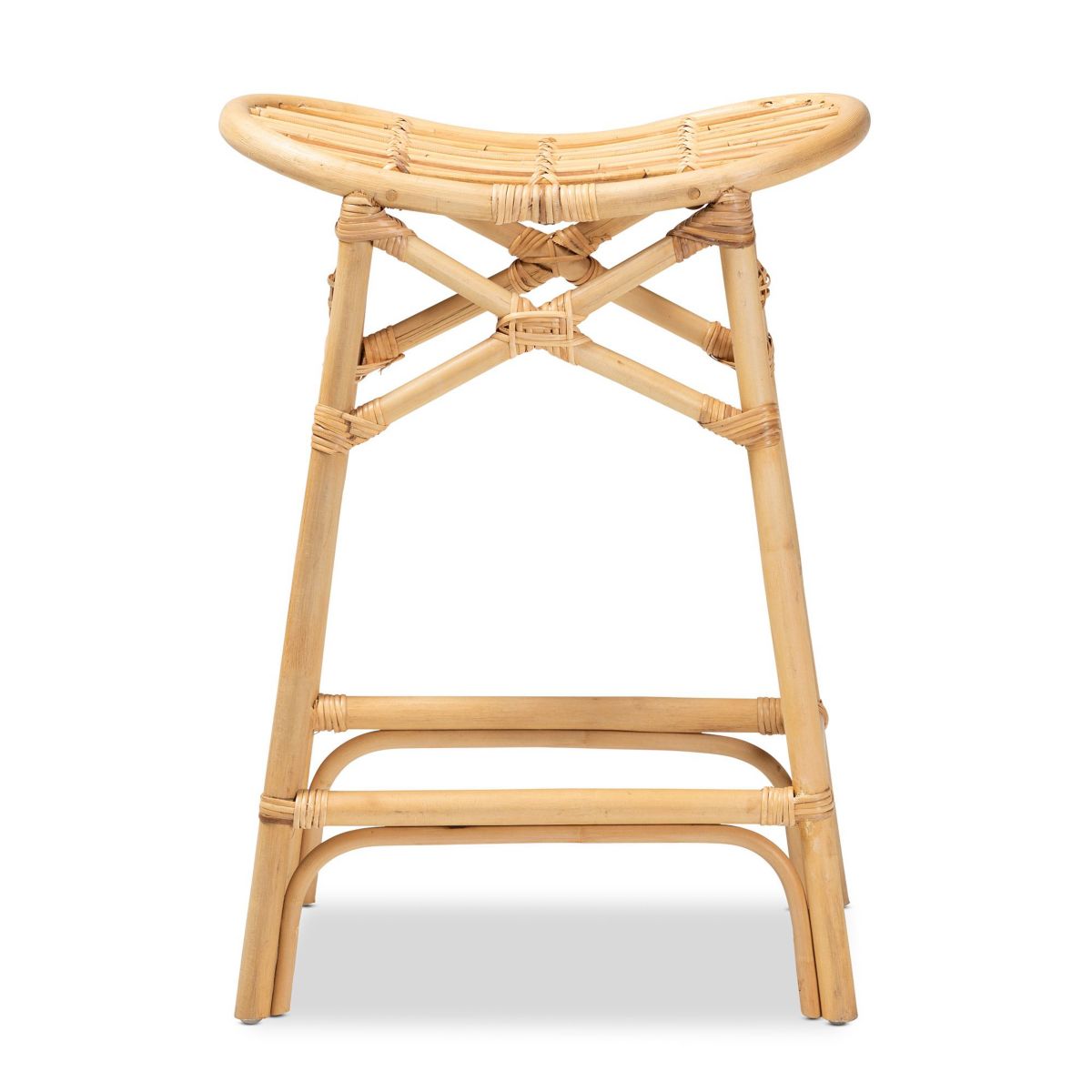Elgon Modern Bohemian Natural Brown Rattan Counter Stool