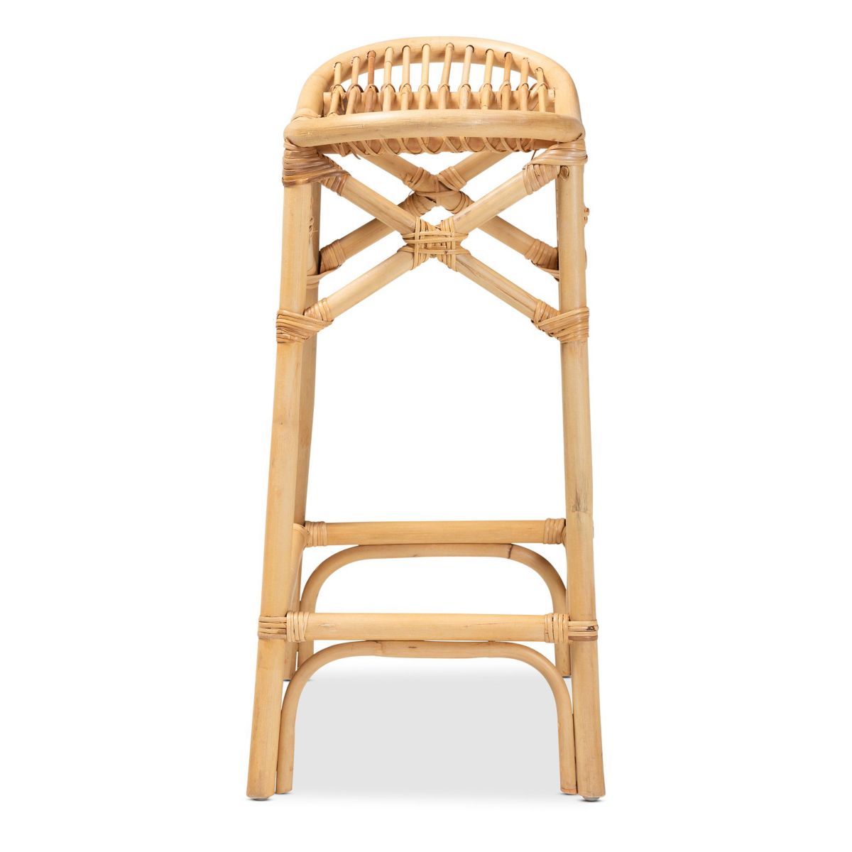 Elgon Modern Bohemian Natural Brown Rattan Counter Stool