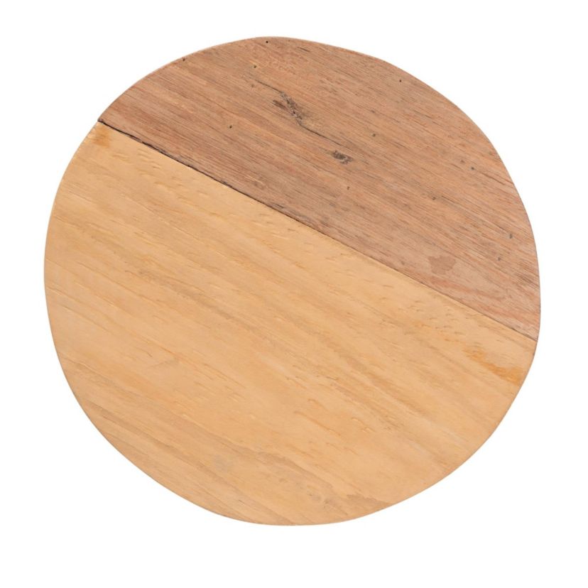 Terah Mid-Century Modern Natural Brown Teak Wood Ottoman Footstool