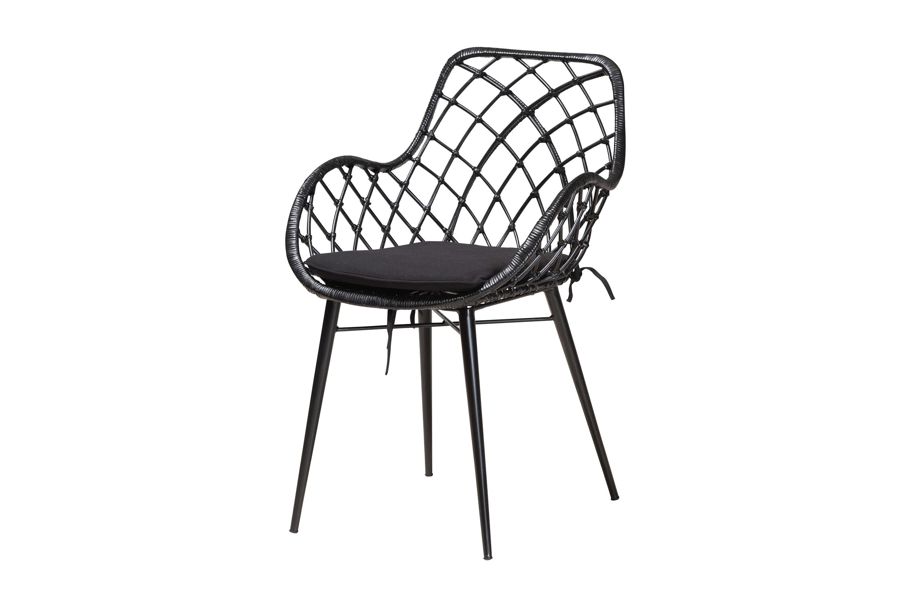 Aniceta Modern Bohemian Black Finished Wood and Rattan 7-Piece Dining Set