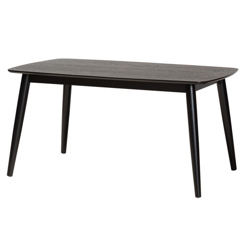Aniceta Modern Bohemian Black Finished Wood and Rattan 7-Piece Dining Set