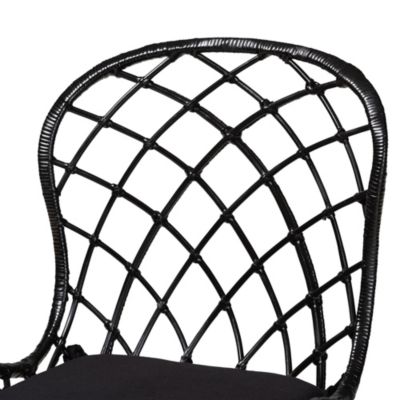 Sabelle Modern Bohemian Black Finished Rattan and Metal 2-Piece Dining Chair Set