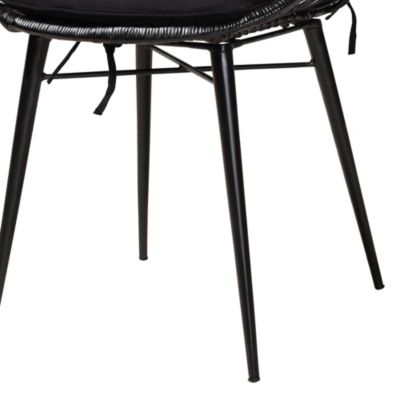 Sabelle Modern Bohemian Black Finished Rattan and Metal 2-Piece Dining Chair Set