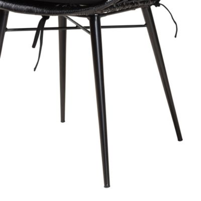 Ballerina Modern Bohemian Black Finished Rattan and Metal 2-Piece Dining Chair Set