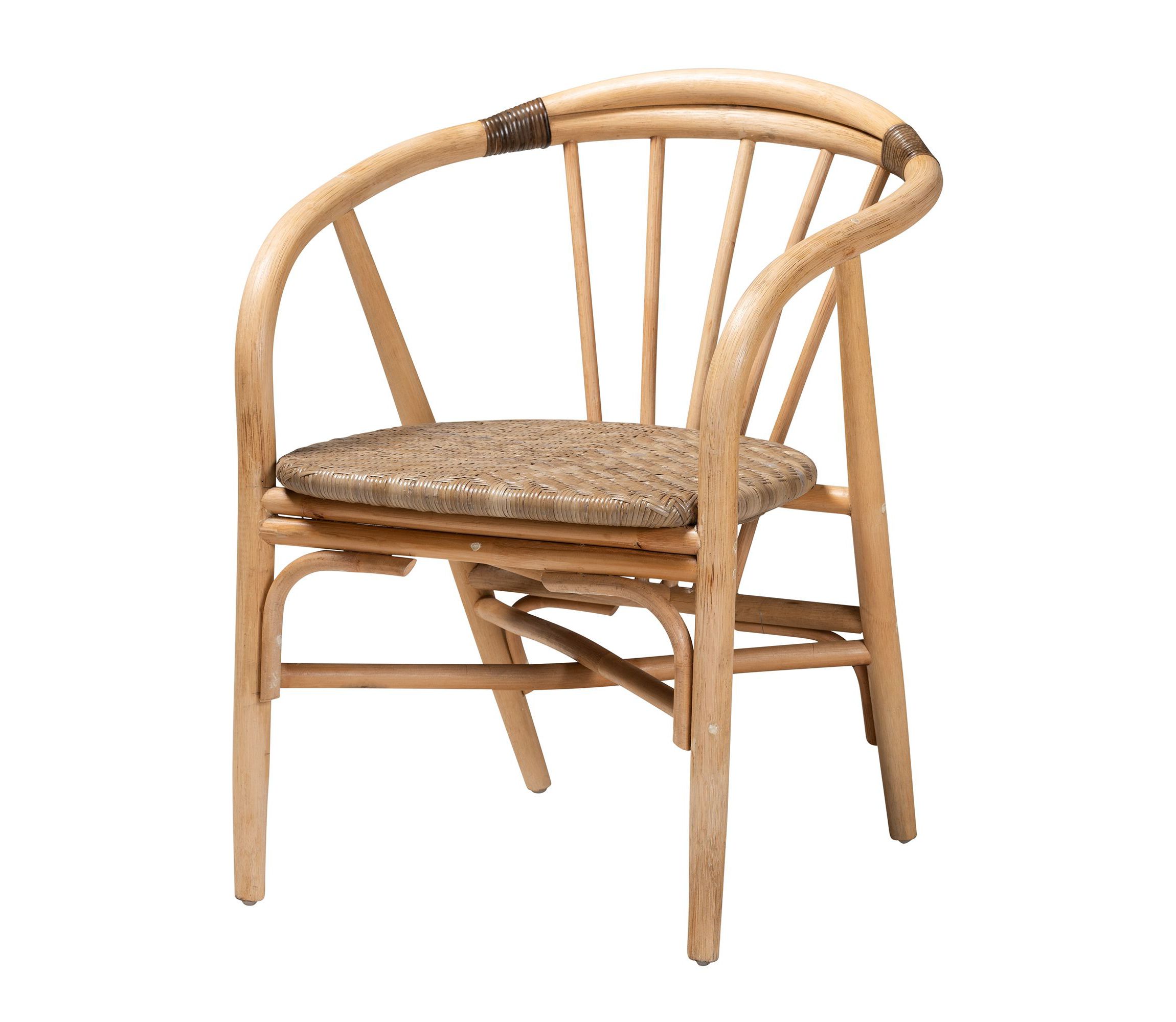 Kyoto Modern Bohemian Natural Brown Rattan Dining Chair