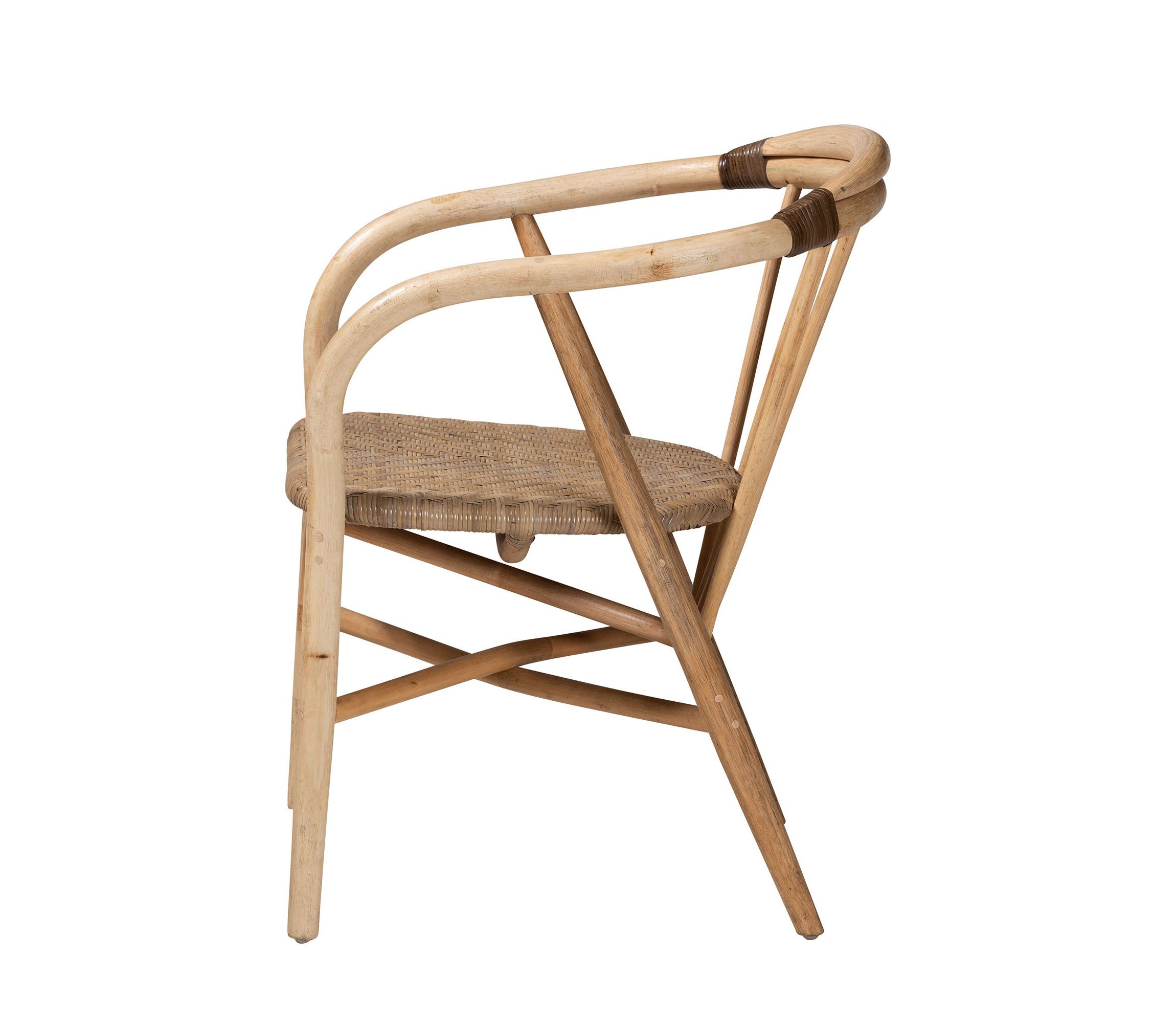 Kyoto Modern Bohemian Natural Brown Rattan Dining Chair