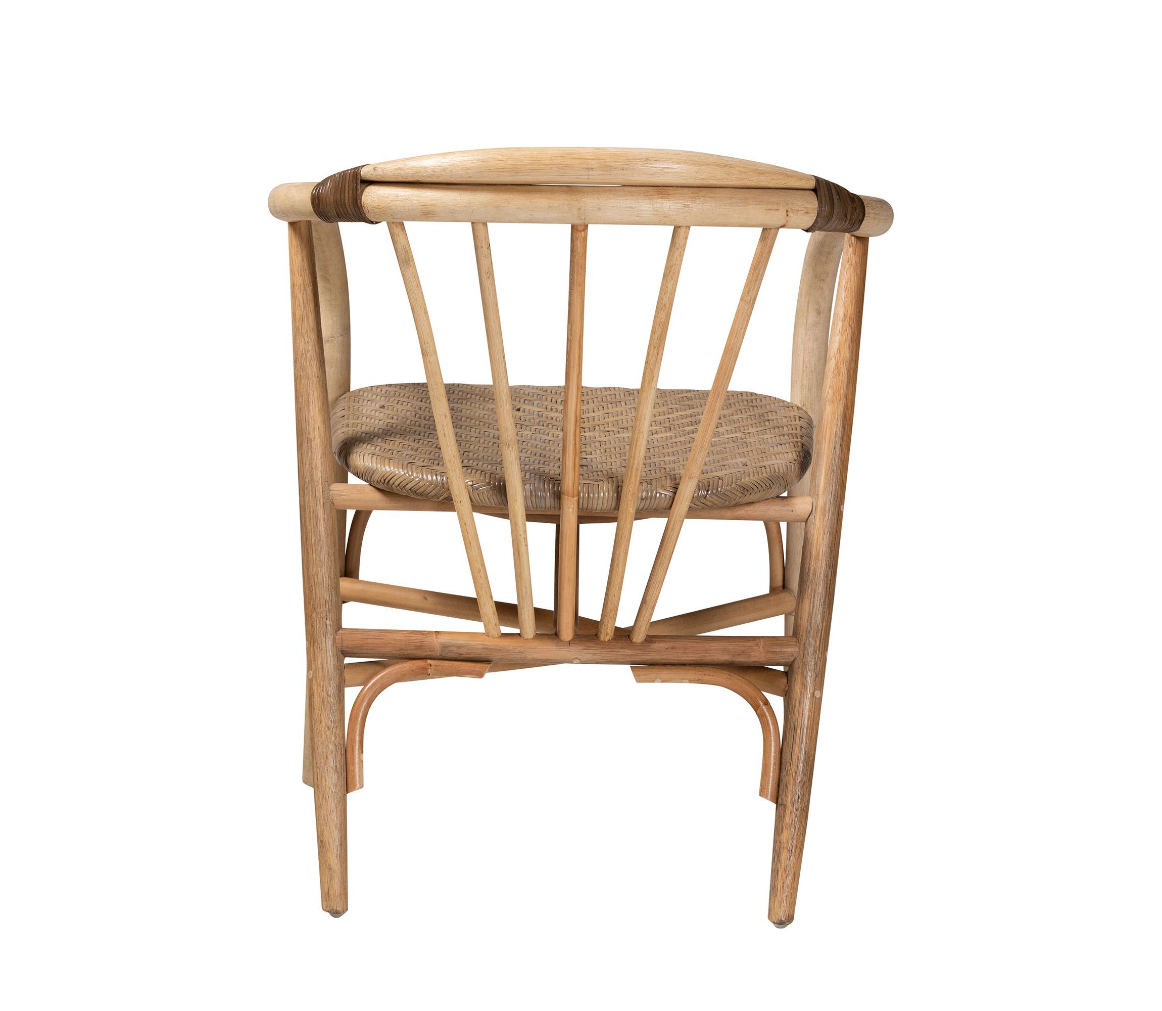 Kyoto Modern Bohemian Natural Brown Rattan Dining Chair