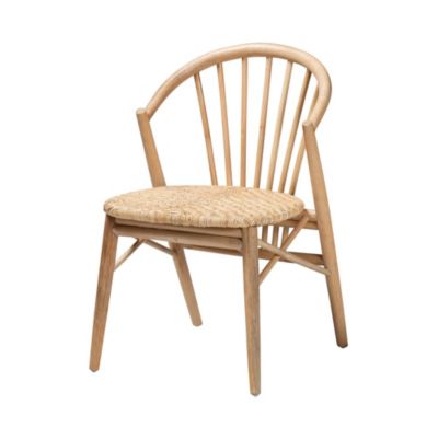 Baxton Studio Kobe Mid-Century Modern Natural Brown Finished Wood and Rattan Dining Chairs