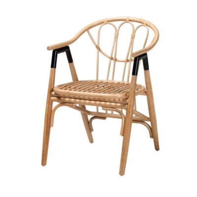 Cyntia Modern Bohemian Natural Brown Rattan Dining Chairs