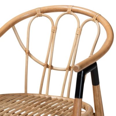 Cyntia Modern Bohemian Natural Brown Rattan Dining Chairs