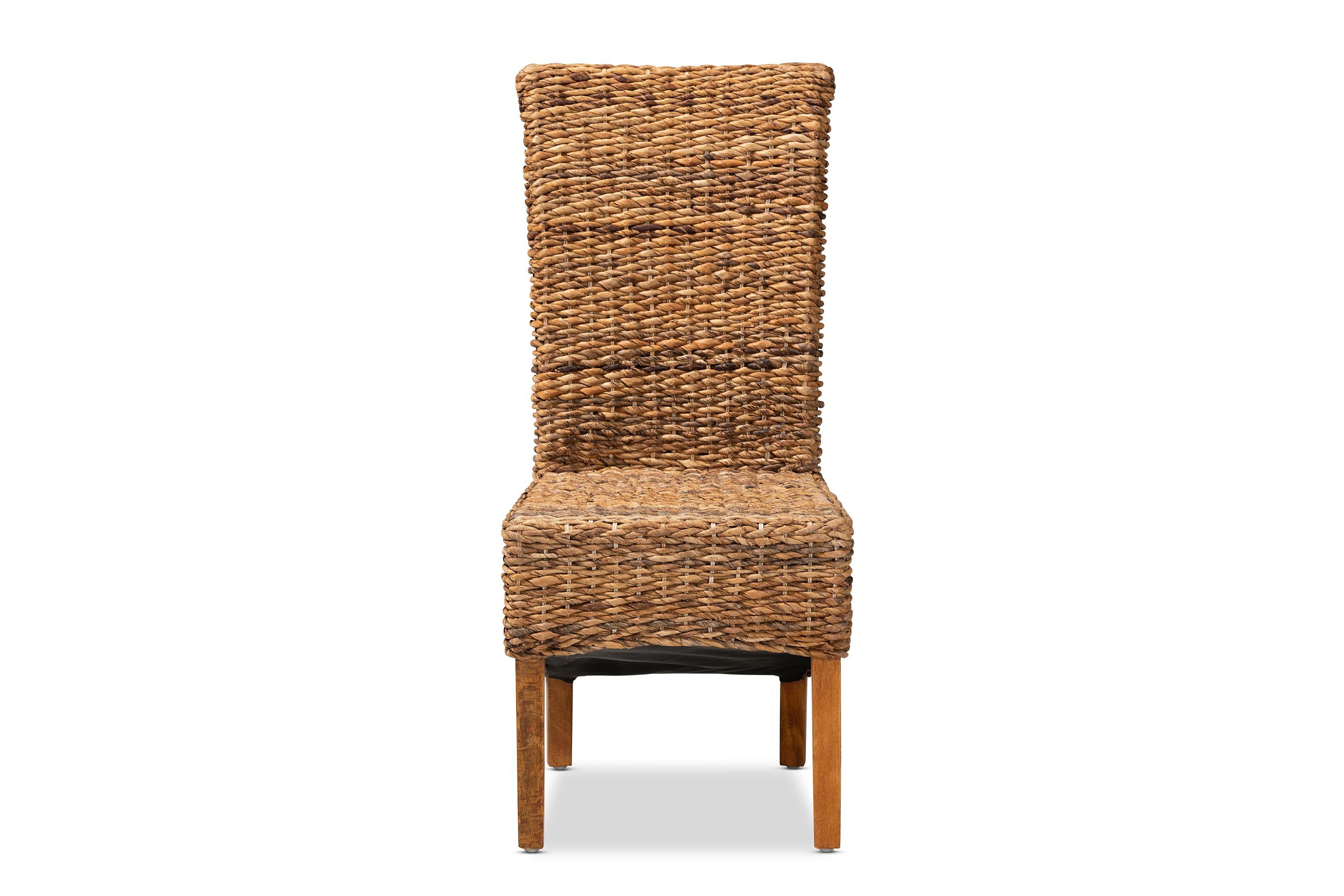 Trianna Rustic Transitional Natural Abaca and Brown Finished Wood Dining Chairs