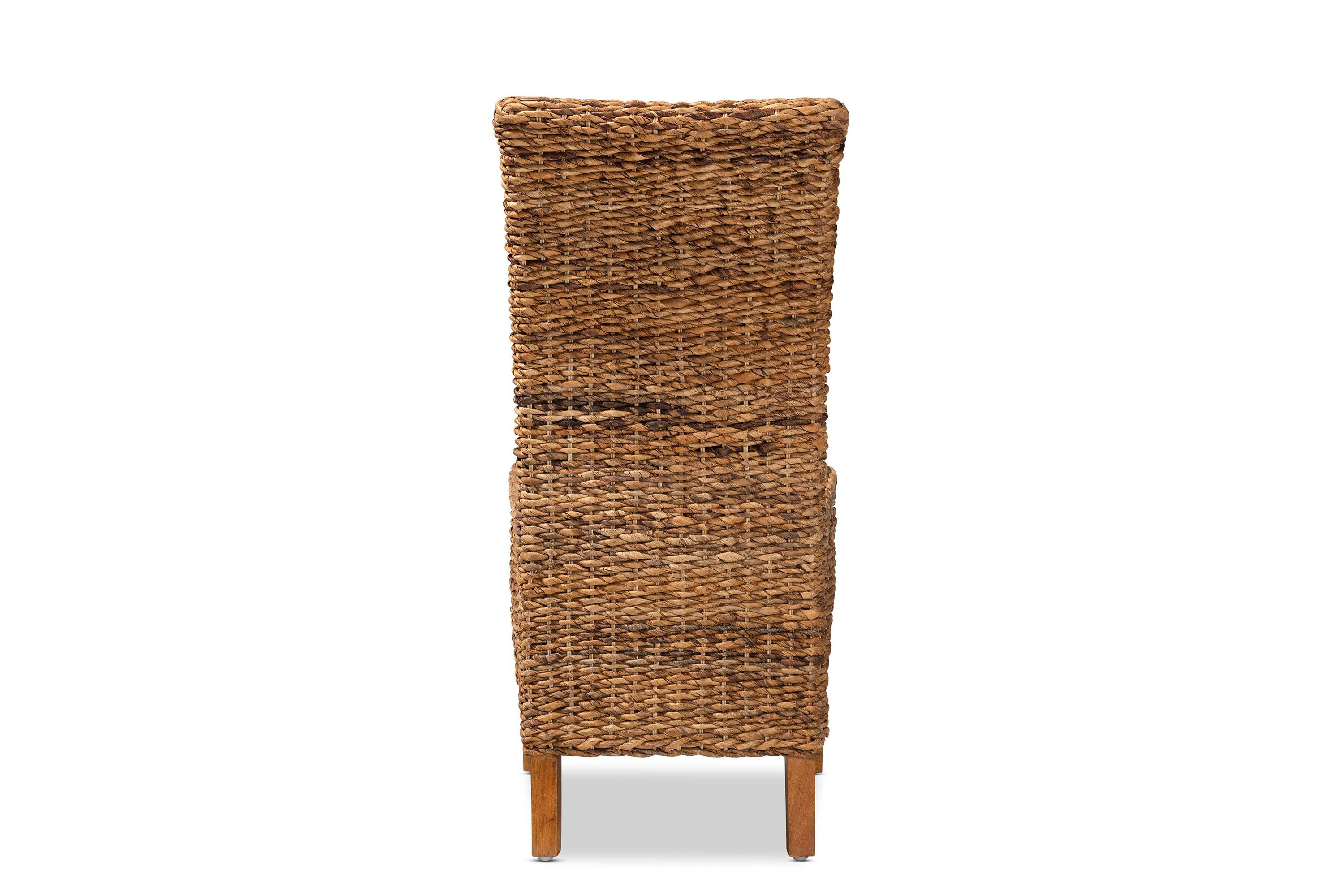 Trianna Rustic Transitional Natural Abaca and Brown Finished Wood Dining Chairs