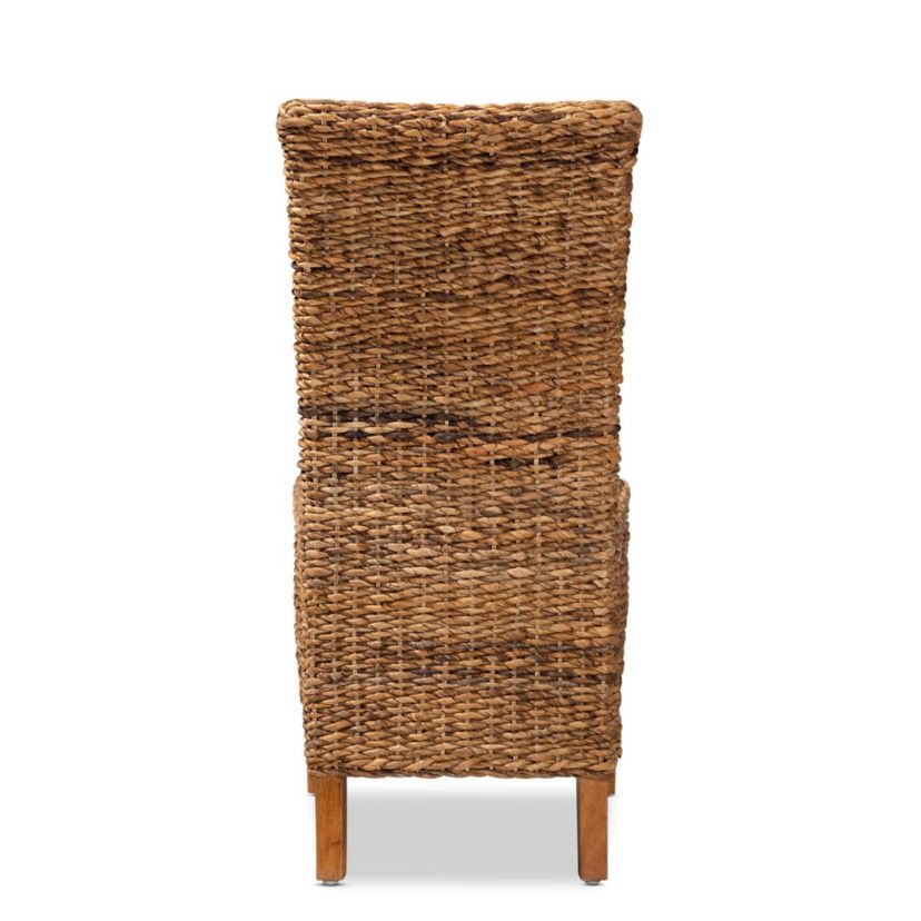 Trianna Rustic Transitional Natural Abaca and Brown Finished Wood Dining Chairs