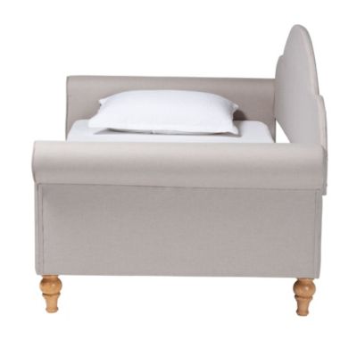 Chaise Classic and Traditional Light Grey Fabric and Natural Brown Finished Wood Twin Size Daybed