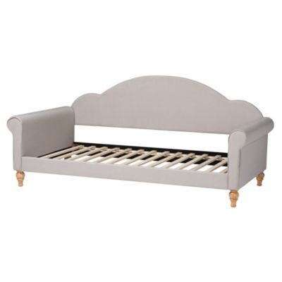 Chaise Classic and Traditional Light Grey Fabric and Natural Brown Finished Wood Twin Size Daybed