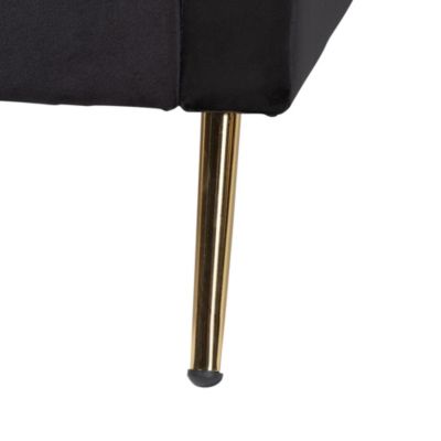 Pita Traditional Glam and Luxe Black Velvet and Gold Metal Twin Size Daybed