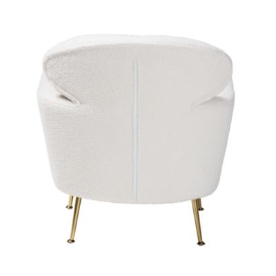 Fantasia Modern and Contemporary Ivory Boucle Upholstered and Gold Metal Armchair