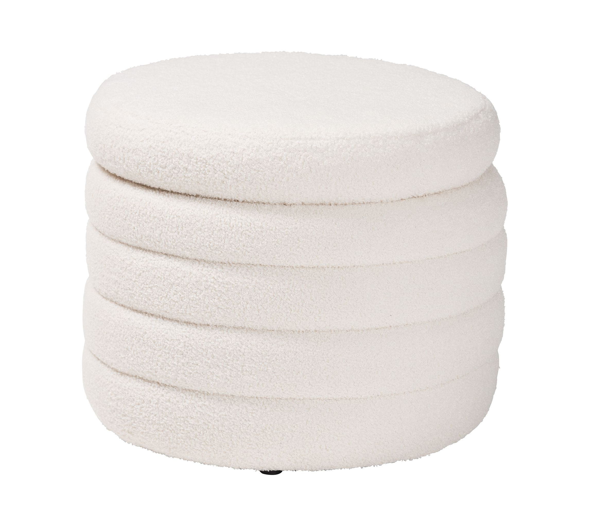 Tabitha Modern and Contemporary Ivory Boucle Upholstered Storage Ottoman