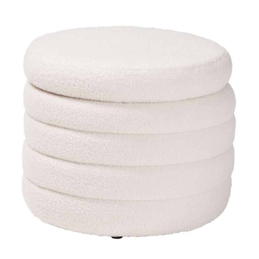 Tabitha Modern and Contemporary Ivory Boucle Upholstered Storage Ottoman