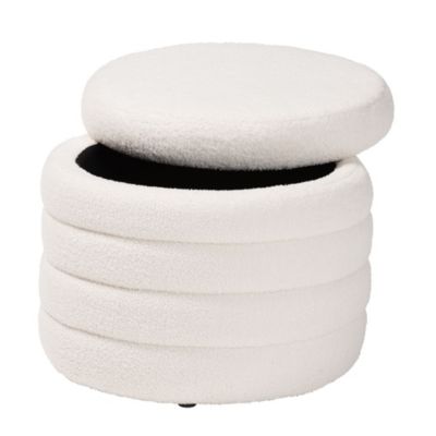 Tabitha Modern and Contemporary Ivory Boucle Upholstered Storage Ottoman
