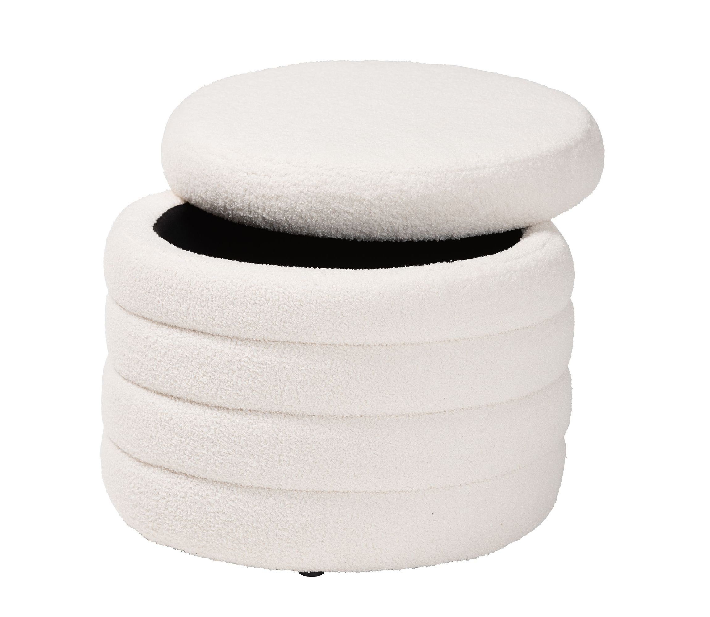 Tabitha Modern and Contemporary Ivory Boucle Upholstered Storage Ottoman