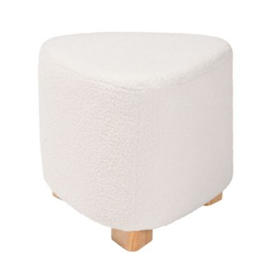 Brielle Modern and Contemporary Ivory Boucle Upholstered and Natural Brown Finished Wood Ottoman