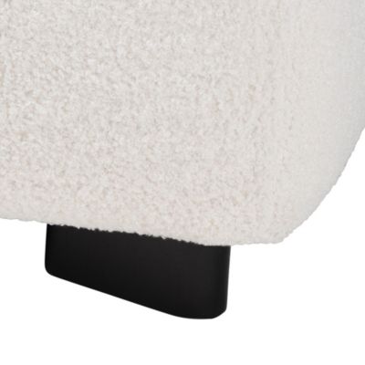 Athena Modern and Contemporary Ivory Boucle Upholstered and Black Finished Wood Square Ottoman