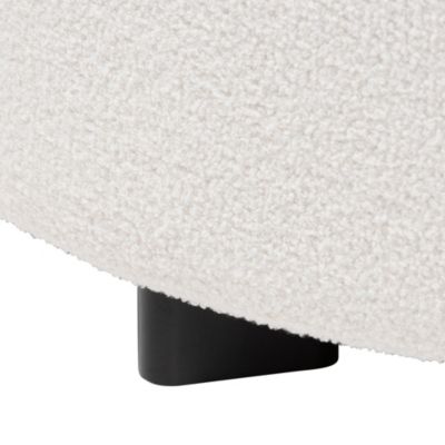 Athena Modern and Contemporary Ivory Boucle Upholstered and Black Finished Wood Round Ottoman