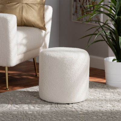 Tori Modern and Contemporary Ivory Boucle Upholstered Ottoman