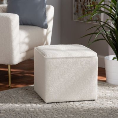 Isaiah Modern and Contemporary Ivory Boucle Upholstered Ottoman