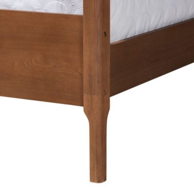 Roman Classic and Traditional Ash Walnut Finished Wood Queen Size Canopy Bed