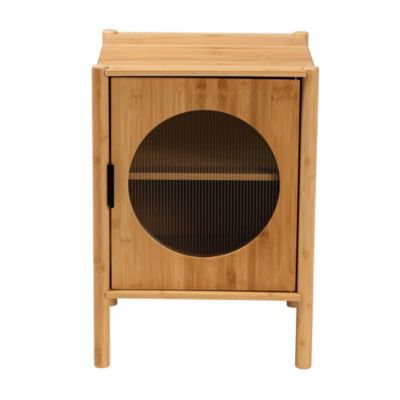 Naresh Mid-Century Modern Transitional Natural Brown Bamboo Wood 1-Door End Table