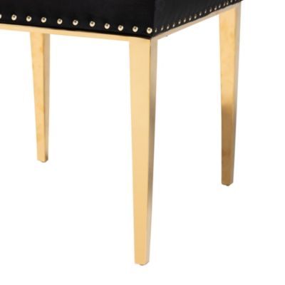 Caspera Contemporary Glam and Luxe Black Velvet Fabric and Gold Metal Dining Chairs