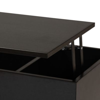 Roden Modern Two-Tone Black and Espresso Brown Finished Wood Coffee Table with Lift-Top Storage Compartment