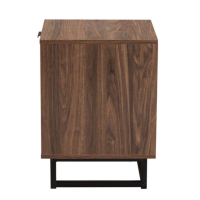 Sadia Modern Walnut Brown Finished Wood and Black Metal 1-Drawer End Table